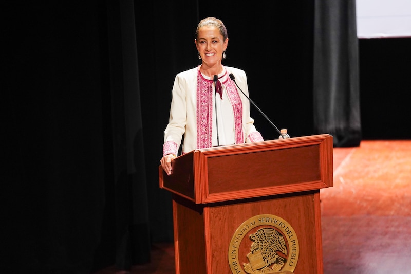 La Secretaria de Gobernación, Olga Sánchez Cordero, durante un discurso.