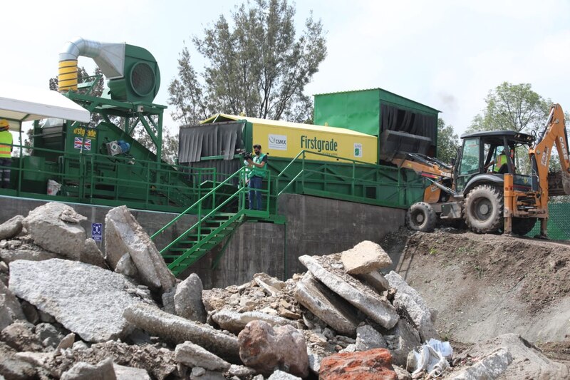 Trituradora de concreto en acción