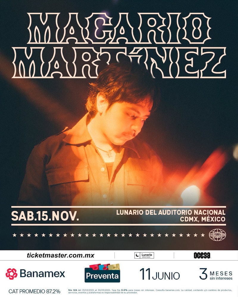 Cartel oficial del cantautor mexicano Macario Martínez para su concierto en el Lunario del Auditorio Nacional en noviembre del 2025.