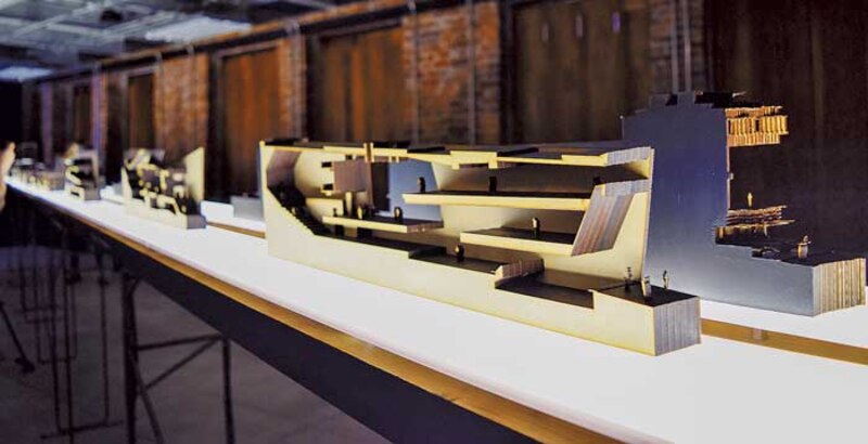 Maqueta de arquitectura de un edificio en corte