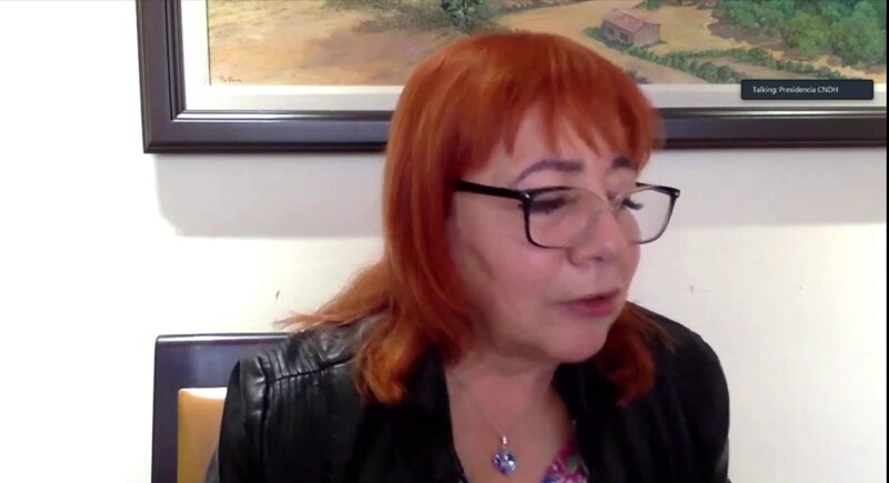 La presidenta de la CDH, Rosario Piedra Ibarra, durante una entrevista.
