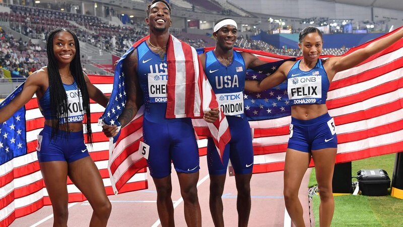 El equipo de relevos 4x400 mixto de Estados Unidos ganó la medalla de oro en el Campeonato Mundial de Atletismo de 2019.