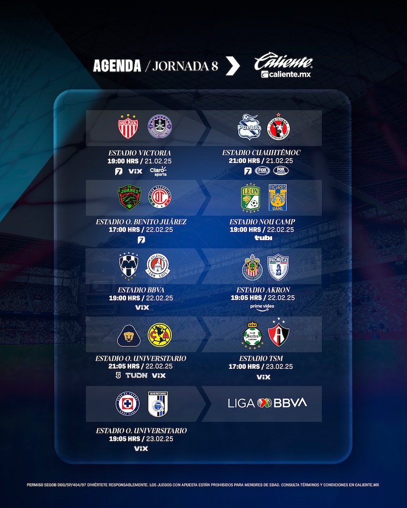 Partidos de la jornada 9 del Clausura 2025 | Liga MX. Fechas, horarios, canales de transmisión y dónde ver el futbol mexicano en vivo.