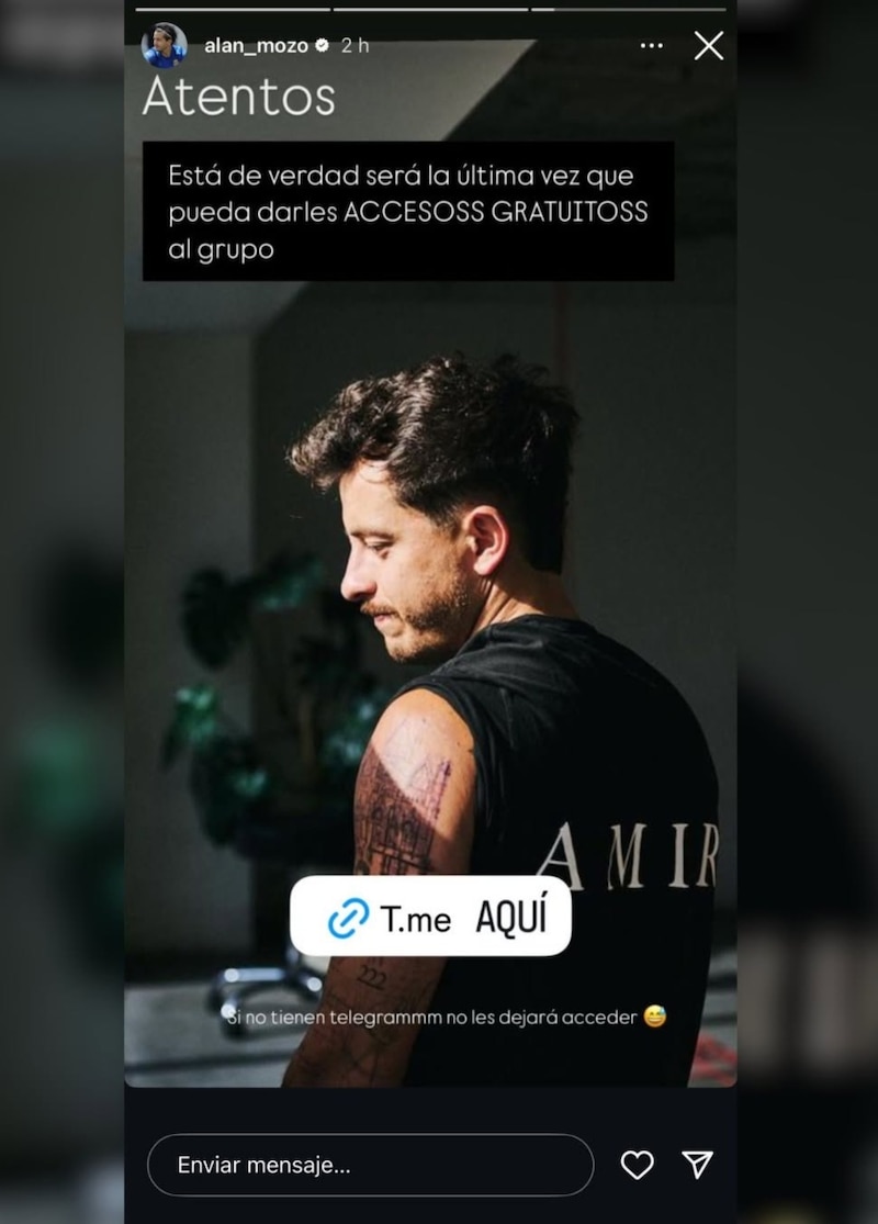 Captura de Pantalla sobre la controvertida historia de Alan Mozo en su red social de Instagram