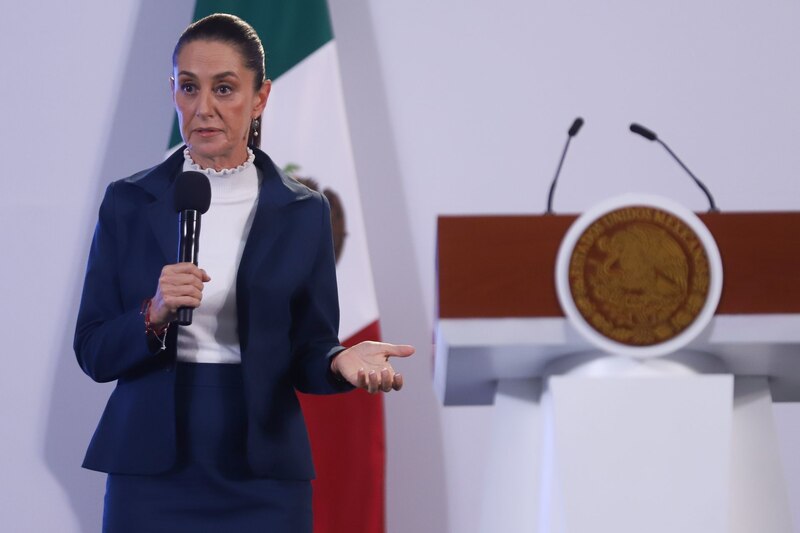 Claudia Sheinbaum, presidenta de México, durante la conferencia de prensa matutina de este jueves.