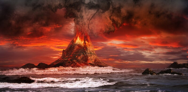 Volcán en erupción