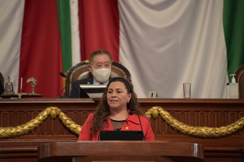 La diputada mexicana María Clemente García Moreno durante una sesión en el Congreso de la Unión.
