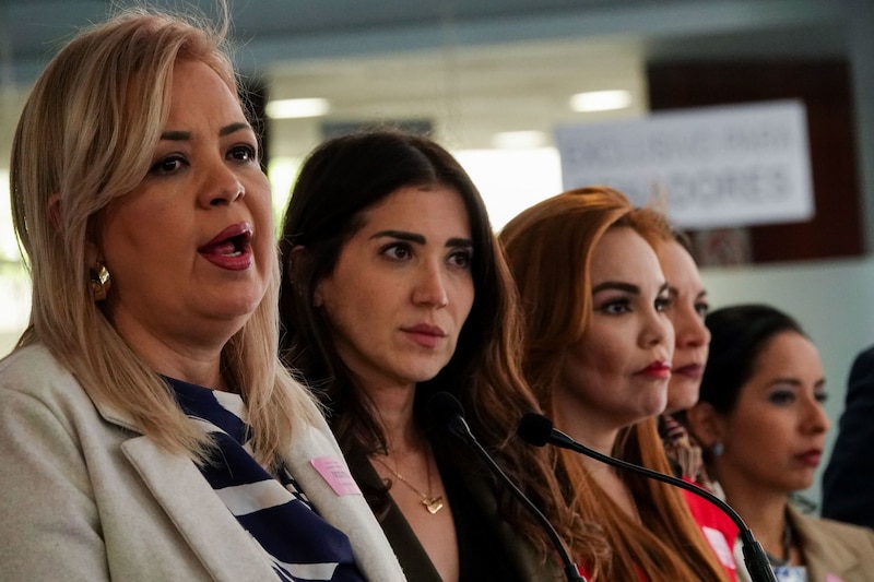 Martha Reyes, presidenta del Centro Empresarial de Coparmex Sinaloa, participó en la conferencia de prensa convocada por las priistas Paloma Sánchez y Carolina Viggiano en el Senado de la República para hablar sobre la situación por la que atraviesa Sinaloa y solicitar apoyo por parte del gobierno federal para la recuperación debido al aumento en la ola de violencia.