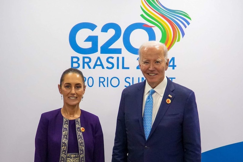 Claudia Sheinbaum, Presidenta de México, y Joe Biden, Presidente de Estados Unidos, se reunieron en el marco del G20