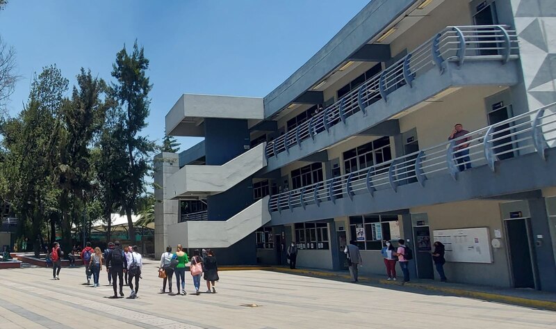 Estudiantes universitarios caminando por el campus