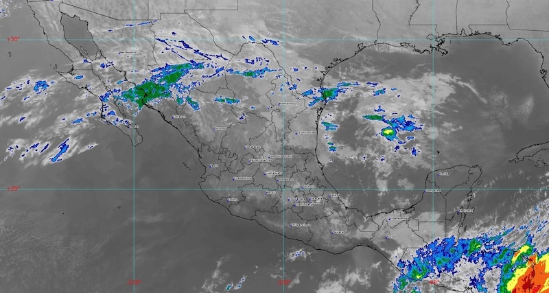 Imagen satelital de México de tope de nubes del 2 de diciembre del 2024