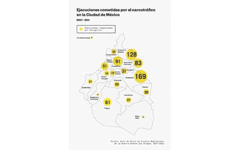 Mapa de ejecuciones cometidas por el narcotráfico en la Ciudad de México (2007-2011)