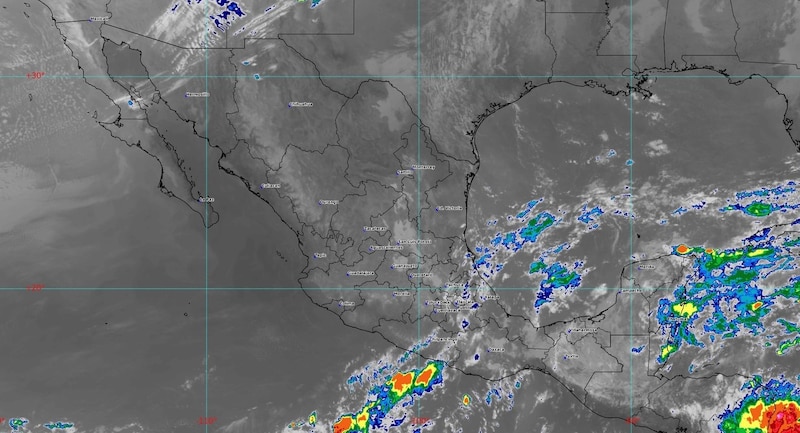 Imagen satelital de México de tope de nubes del 29 de octubre de 2024