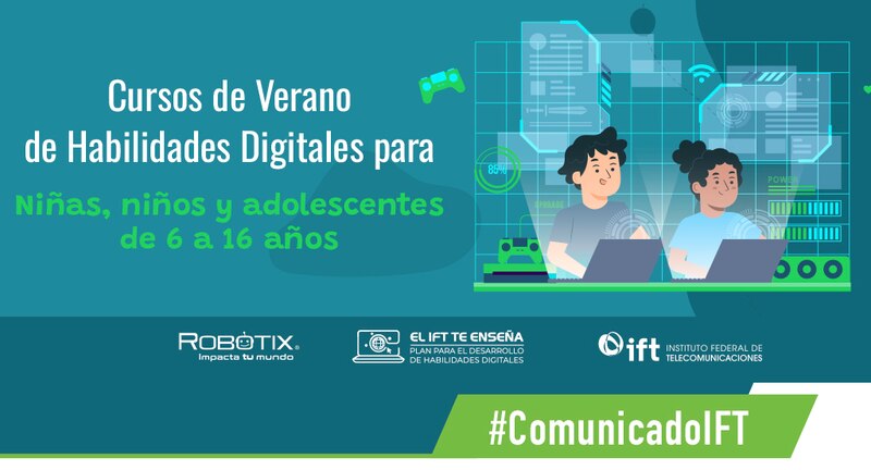 Cursos de verano de habilidades digitales para niñas, niños y adolescentes de 6 a 16 años