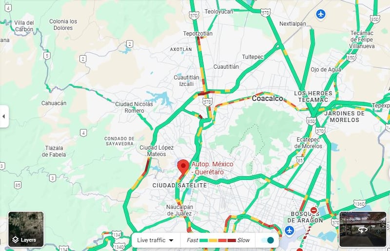 Captura en tiempo real de la Autopista México-Querétaro.