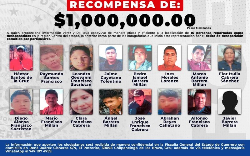 Fichas de búsqueda de los desaparecidos en Guerrero