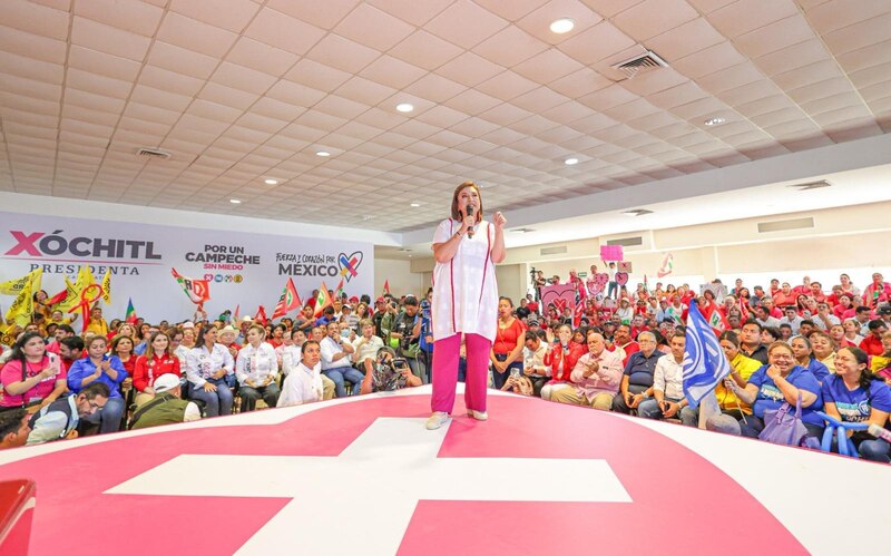 Xóchitl Gálvez, candidata a la presidencia de Campeche por la coalición "Va por México", durante un mitin en la ciudad de Campeche.