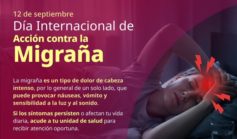La migraña se presenta en forma repentina y llega a durar hasta 72 horas. Por lo regular afecta la mitad del cráneo y es punzante, causa náuseas, vómito, sensibilidad a la luz, a los olores y a ciertos tipos de sonidos