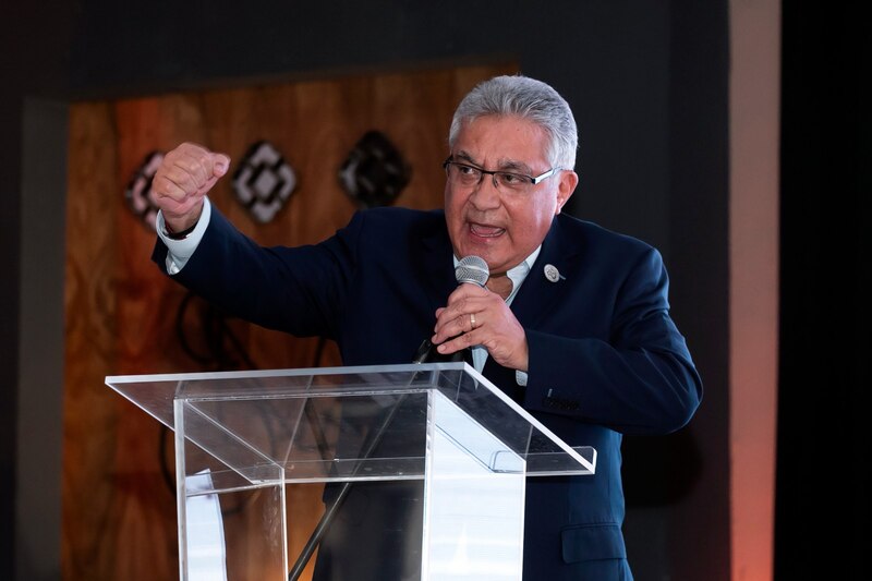 El presidente de México, Andrés Manuel López Obrador, pronuncia un discurso durante una conferencia de prensa en el Palacio Nacional.