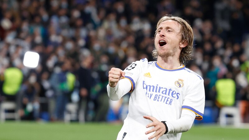 Luka Modric, el jugador del Real Madrid, celebra un gol.