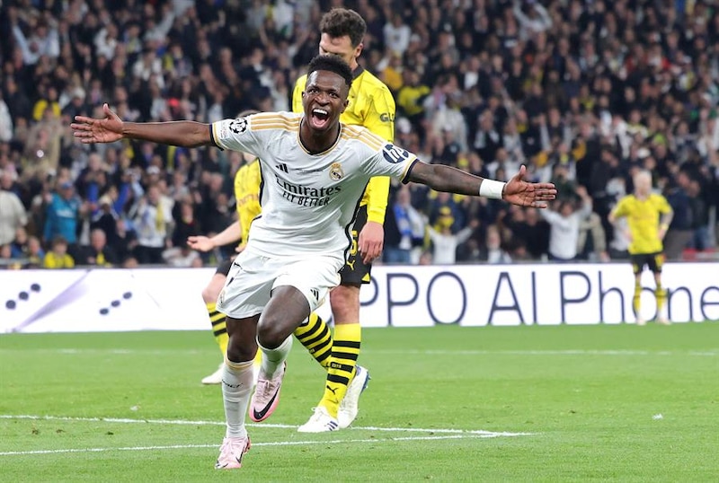 ¡Vinicius Jr. celebra su gol ante el Borussia Dortmund!