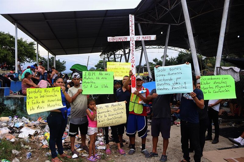 Protesta de migrantes en México
