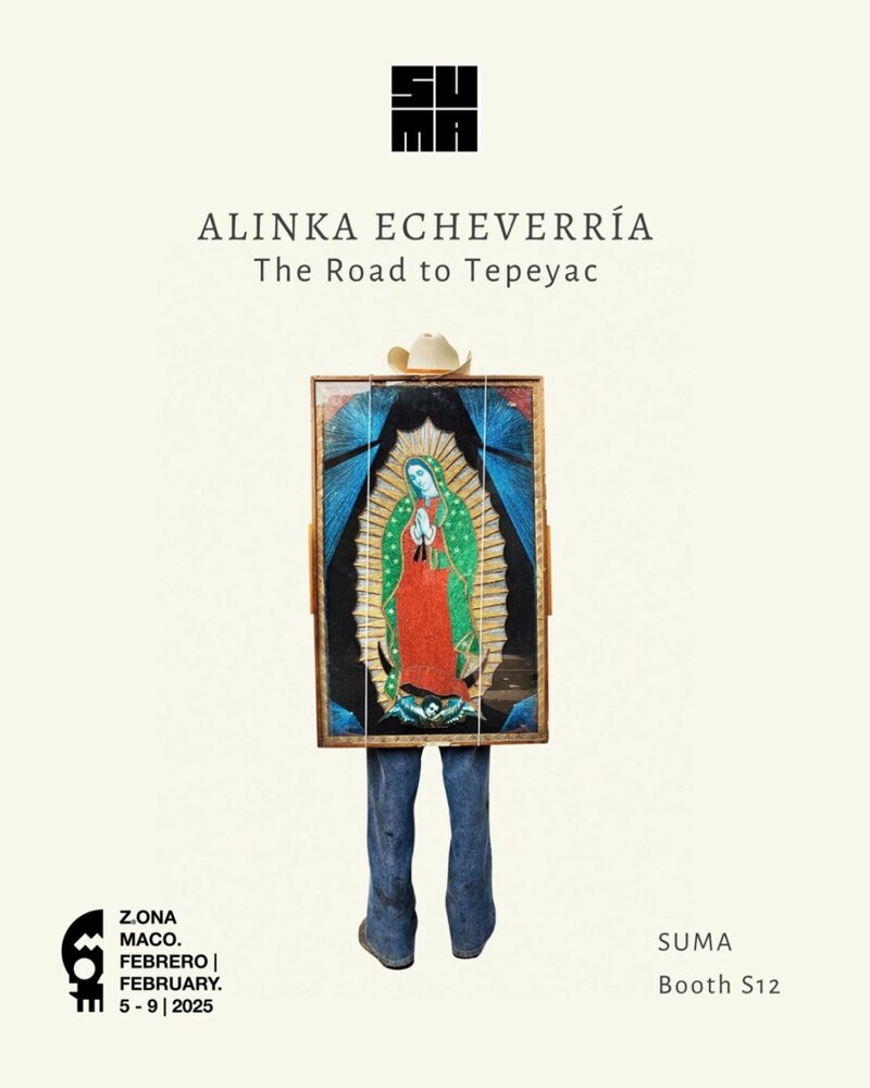 Cartel oficial de la presentación de "Camino al Tepeyac" de Alinka Echeverría en Zona Maco