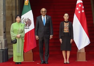 Sheinbaum recibe al presidente de Singapur en Palacio Nacional 