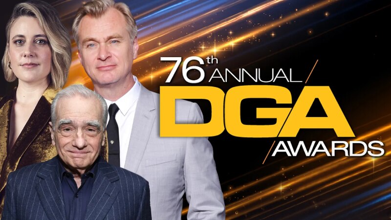 Los directores Martin Scorsese, Quentin Tarantino y Greta Gerwig en la 76ª edición de los Premios del Sindicato de Directores de América