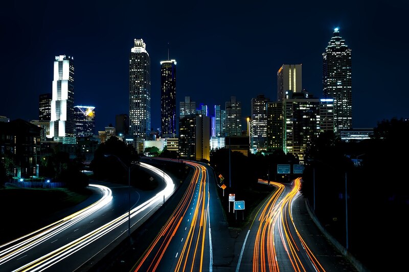 La ciudad de Atlanta en la noche