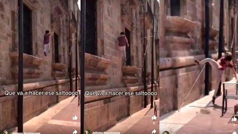 ¡Cuidado! El hombre está a punto de caerse