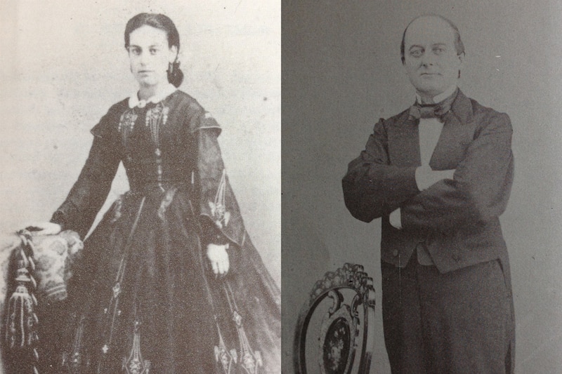Retrato de dos personas en traje de época