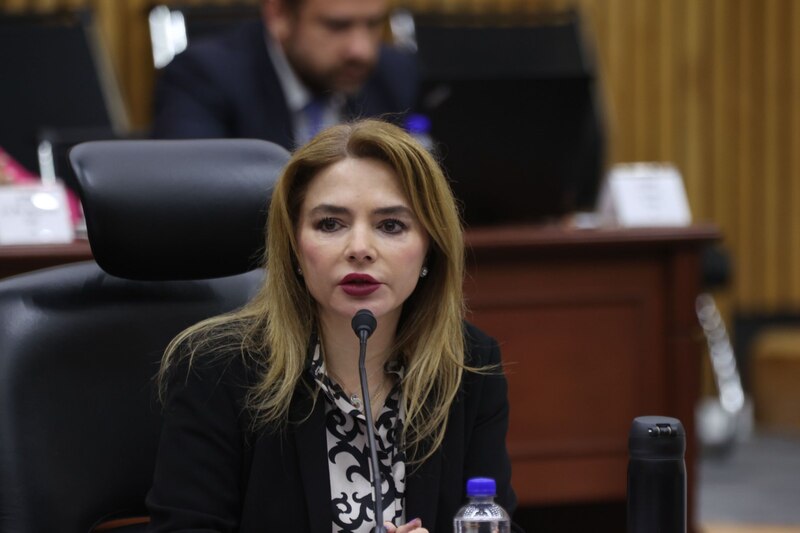 La ministra de Educación, María Victoria Angulo, habla en una rueda de prensa.