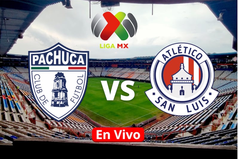 Estadio Hidalgo y los logos de los equipos Pachuca y Atlético San Luis