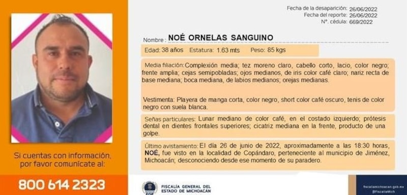 Title:
Noé Ornelas Sanguino está desaparecido