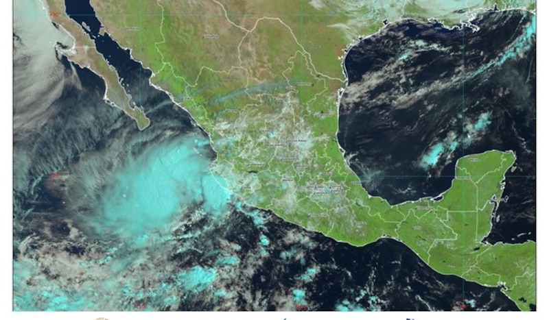 Imagen satelital de una tormenta tropical en México