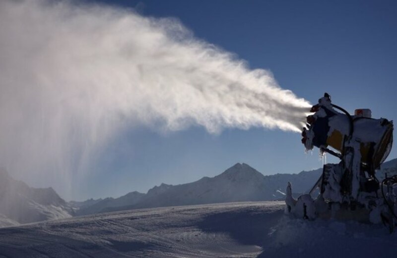 Máquina de nieve en acción