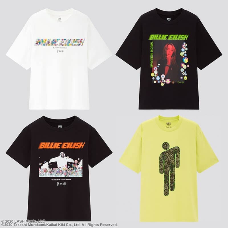 Playeras de la colaboración entre Takashi Murakami x Uniqlo x Billie Eilish