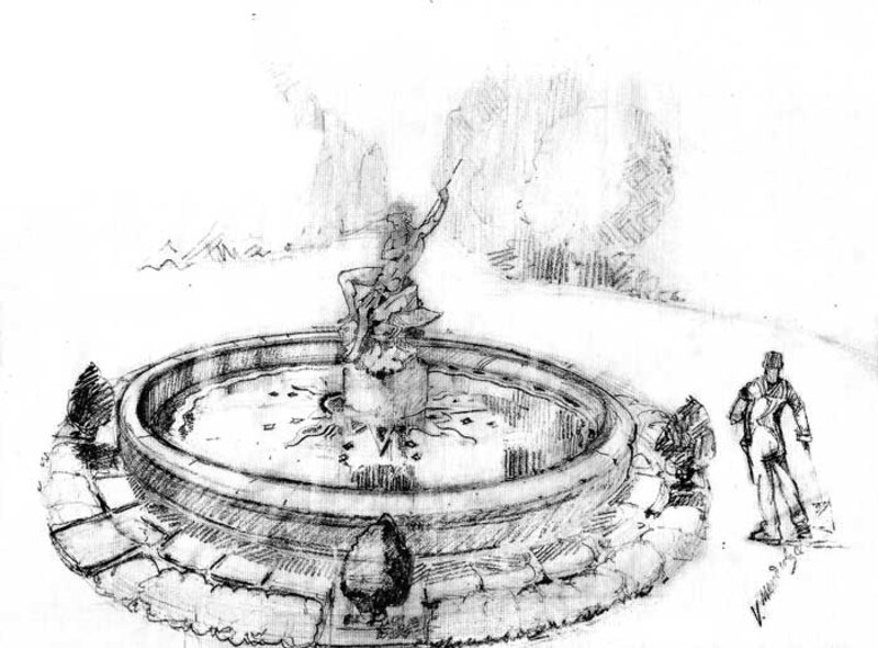 El dibujo de una fuente