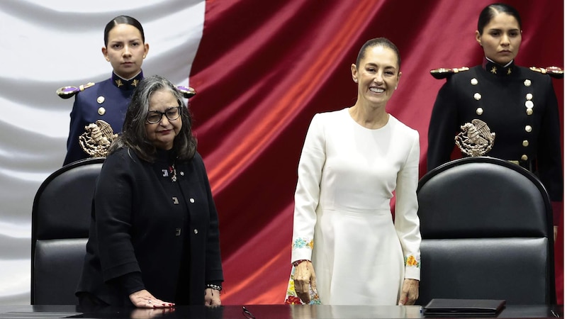 La presidenta de la Cámara de Diputados, Laura Rojas, durante la sesión de apertura del segundo periodo ordinario de sesiones del Congreso de la Unión.