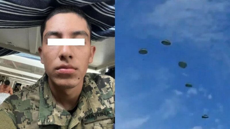 Un soldado mexicano se lanza en paracaídas
