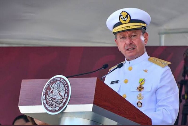 El Secretario de Marina, Rafael Ojeda, durante un discurso.