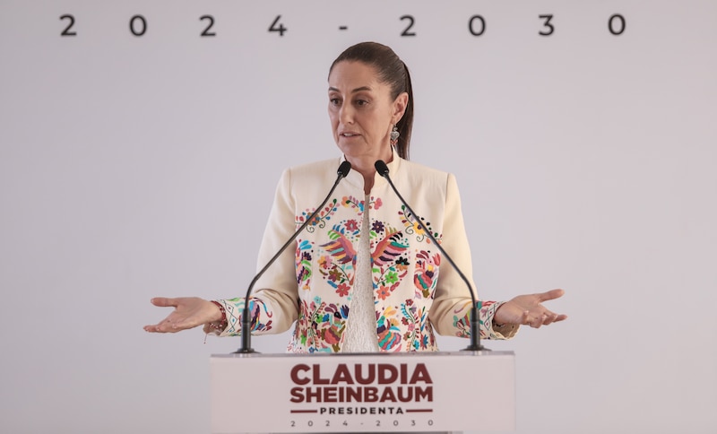 Claudia Sheinbaum, jefa de gobierno de la Ciudad de México, pronuncia un discurso.