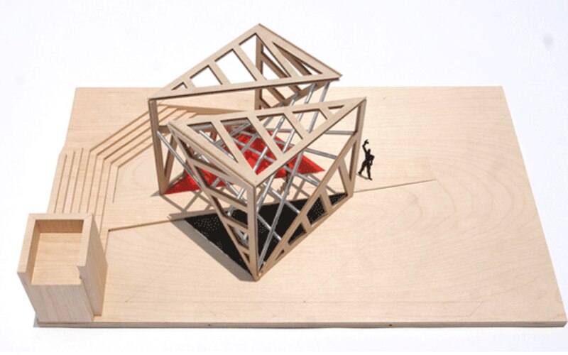 Estructura de madera con forma de cubo