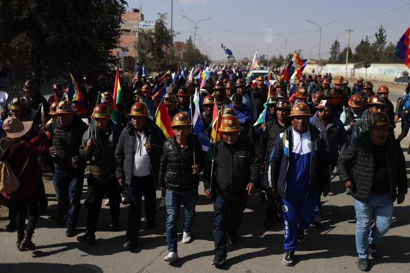 Marcha de mineros en Bolivia