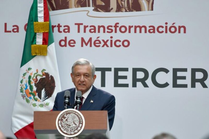El presidente Andrés Manuel López Obrador durante su discurso en el Tercer Informe de Gobierno.