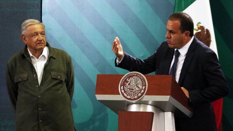 El presidente Andrés Manuel López Obrador y el secretario de Relaciones Exteriores, Marcelo Ebrard, durante una conferencia de prensa.