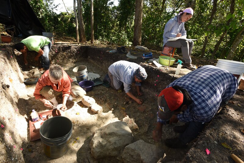 Un equipo de arqueólogos trabaja en un yacimiento.