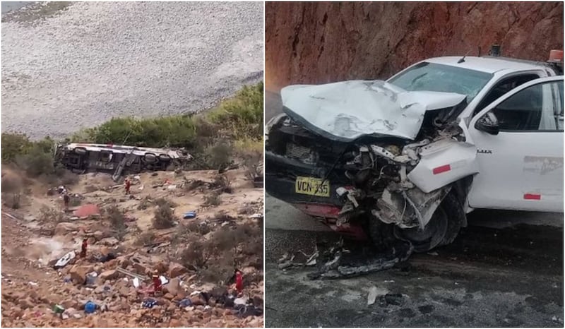 Después del que camión chocara con una camioneta, callo al barranco, dejando a 37 persona muerta y 26 heridos