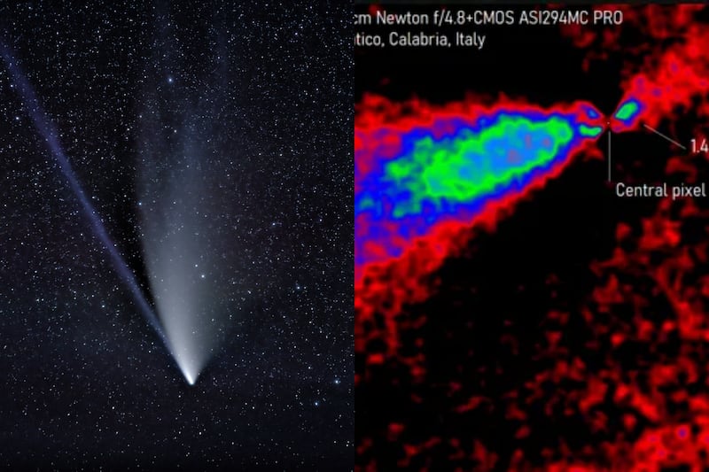 La orientación de la anti-cola del cometa se ha unido a la lista de misterios de este cometa debido a su alta improbabilidad natural.